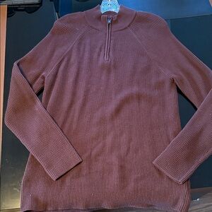 Express Men's Maroon Zip-Up Sweater